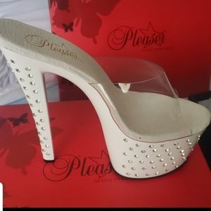 Pleaser Stardust 701 White CZ Studs Size 7